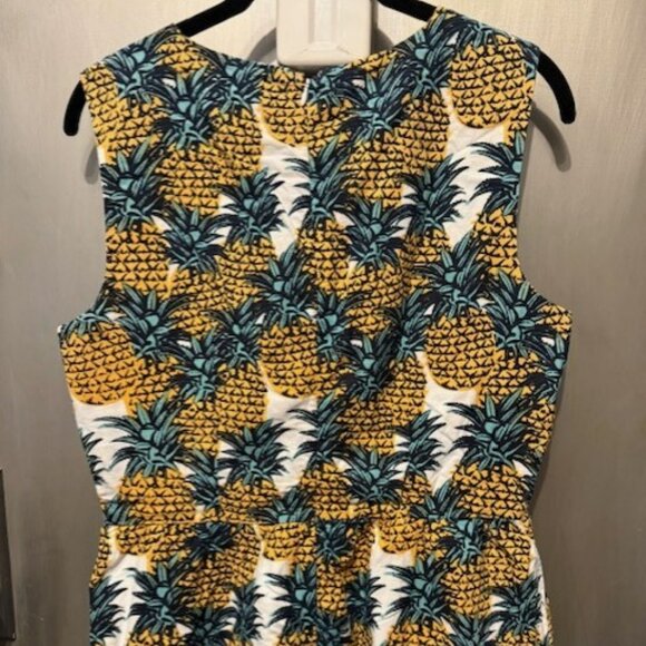 Retro Mid century Hawaiian Pineapple print Shift Mini Dress - Picture 13 of 16